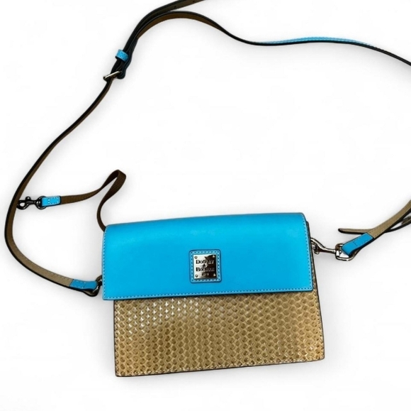 Dooney & Bourke Beacon Wowen ast West Flap Sky Crossbody Bag In Turquoise/Tan - Picture 10 of 10